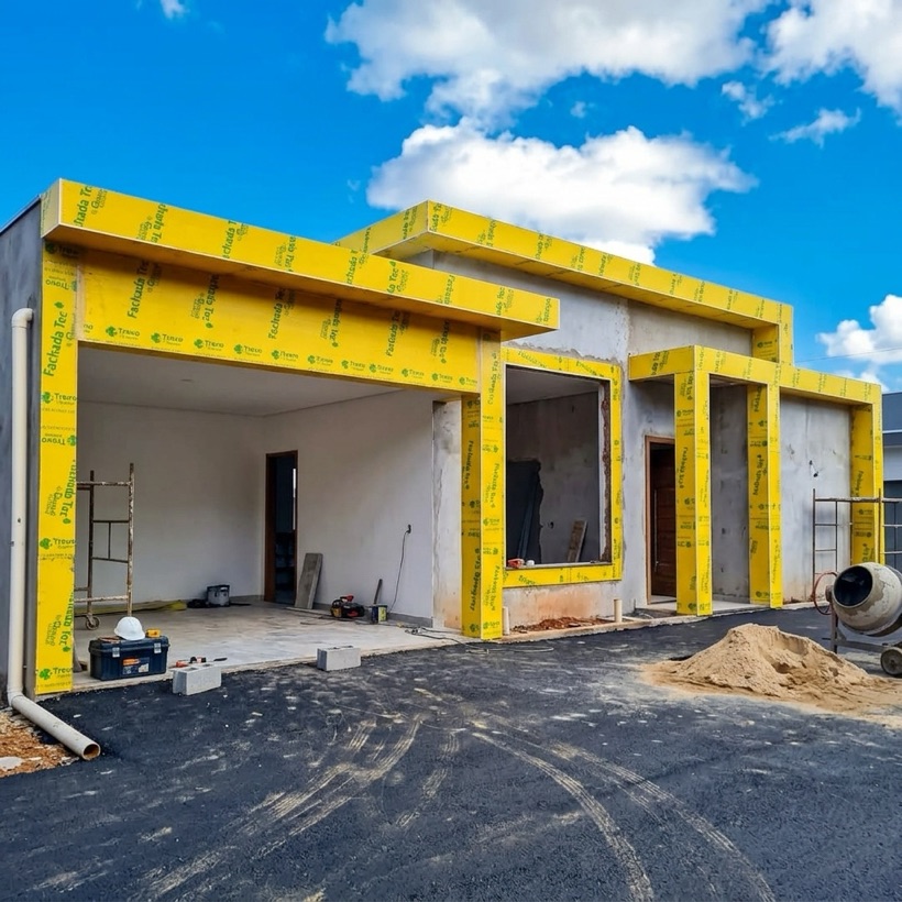 Fachada Tec aplicada na fachada de uma obra